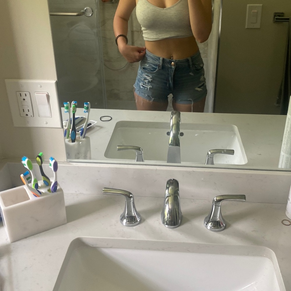 Light wash ripped shorts